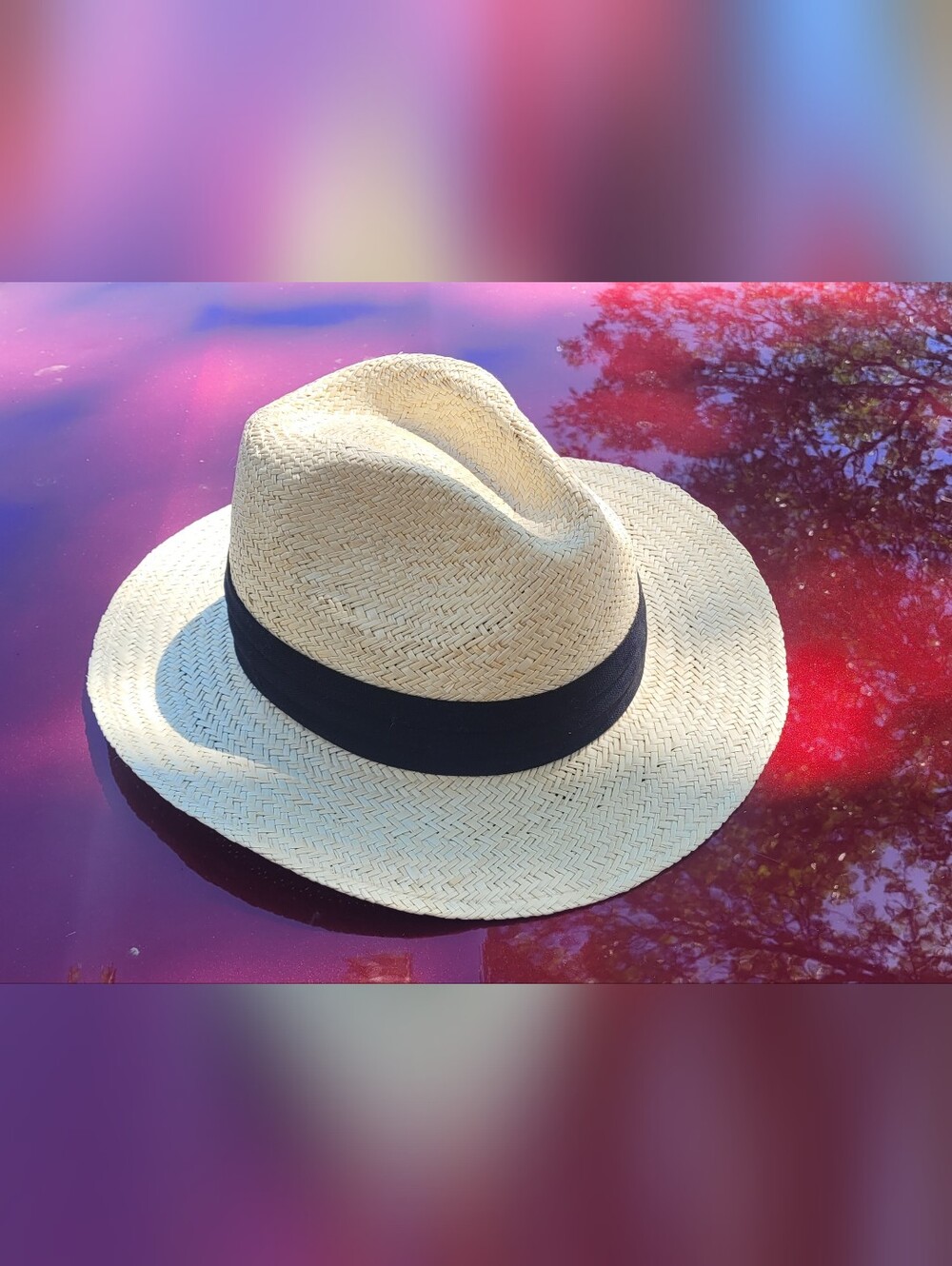 Tommy Bahama Cream Straw Fedora with Black Band